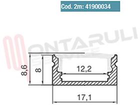 Picture of PROFILO ALLUMINIO SLIM PER STRISCE A LED BARRA 2MT. 17X8,6MM