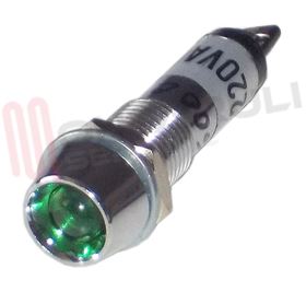 Immagine di LAMPADA SPIA A SALDARE DIA.6,6MM. CROMATA VERDE 220V