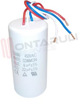 Immagine di CONDENSATORE 6+22MF 450V A 3 FILI CBB60 PER MONTACARICHI